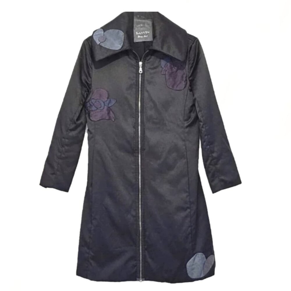 LANVIN -Silk Coat with Floral Applique -Excellent Condition!